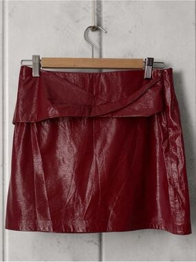 Zara Red Leather Mini Skirt